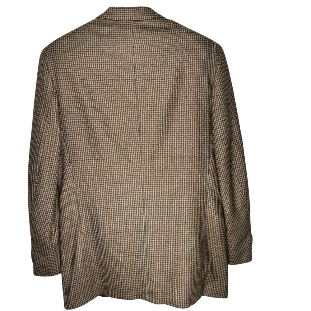 VTG Ralph Lauren Mens 42L Wool Houndstooth Sport Coat Brown Canada Blazer Jacket